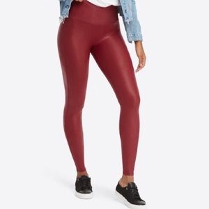Spanx crimson faux leather leggings